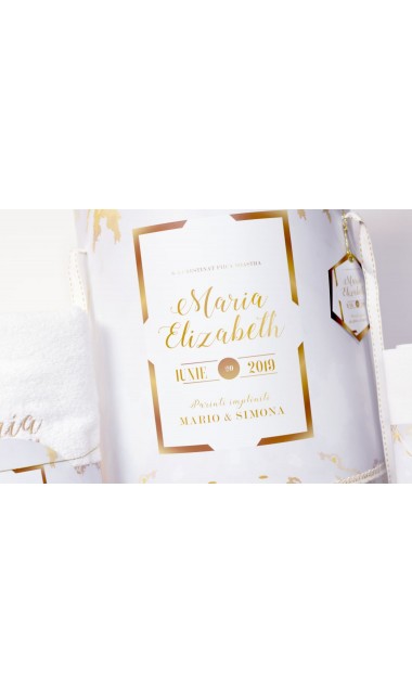 Trusou botez pentru fete in alb si gold, elegant si modern, White and gold 4